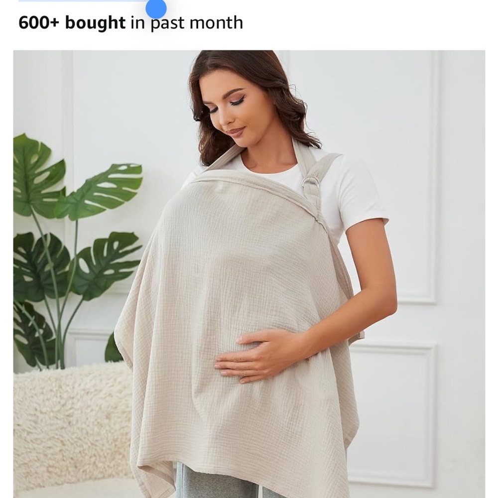 Beige Muslin 100% cotton Nursing Cover, car seat cover, stroller cover neverused